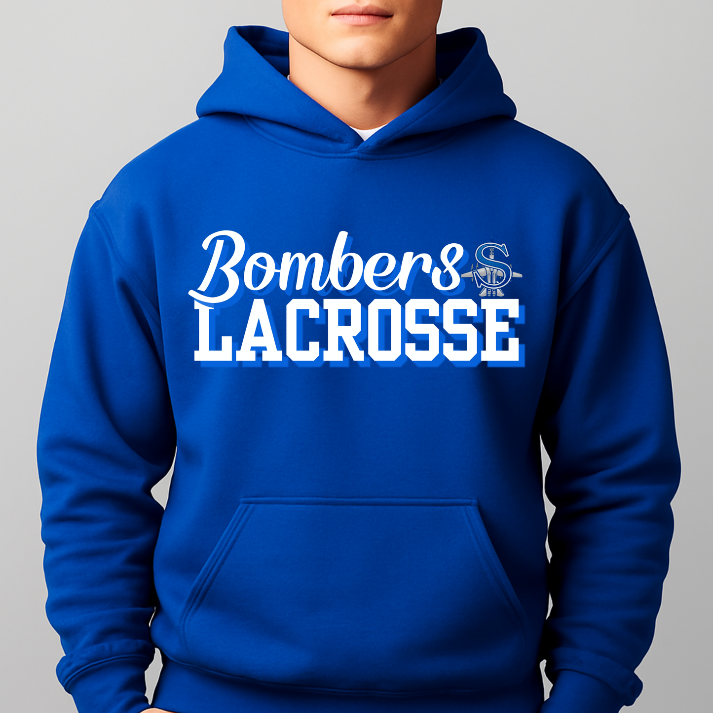 LAX- Bomber Lacrosse (SCRIPT)- Crewneck Sweatshirt or Hooded Sweatshirt or Tee Shirt