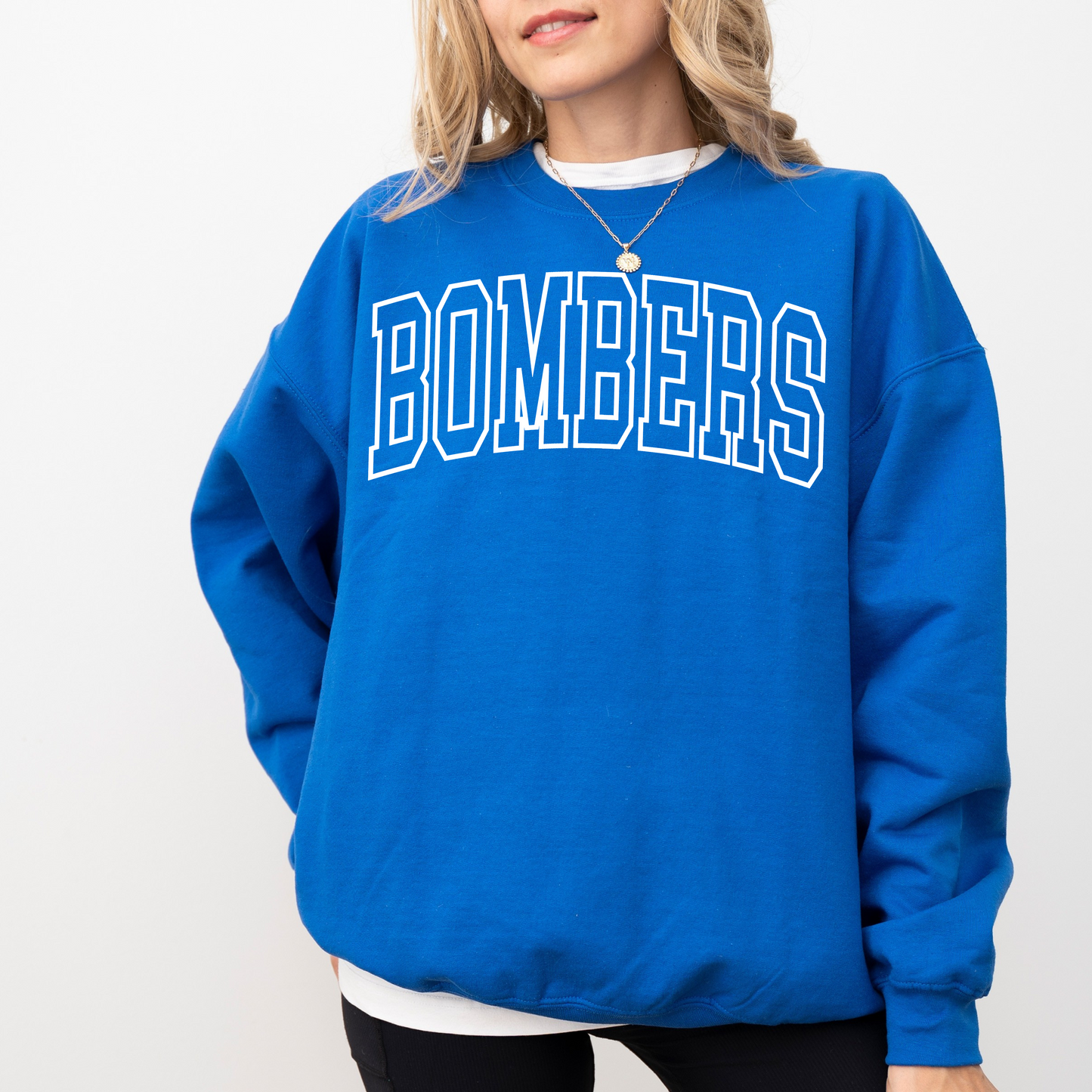 Volleyball 019 -BOMBERS Wording Outlined APPAREL- PUFF PRINT - Fleece Crewneck Sweatshirt