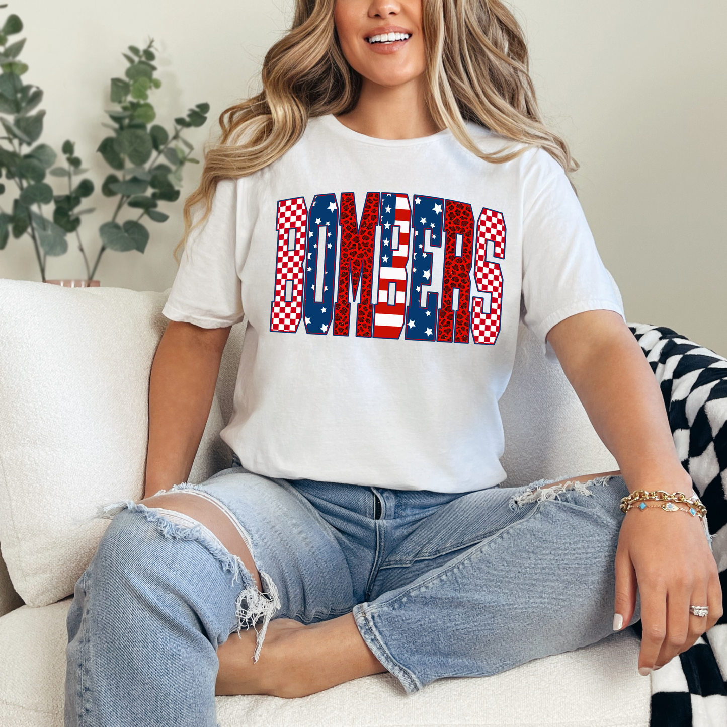 Flight Crew Dance Team - BOMBERSRED WHITE BLUE- Crewneck Sweatshirt or Hooded Sweatshirt or Tee Shirt