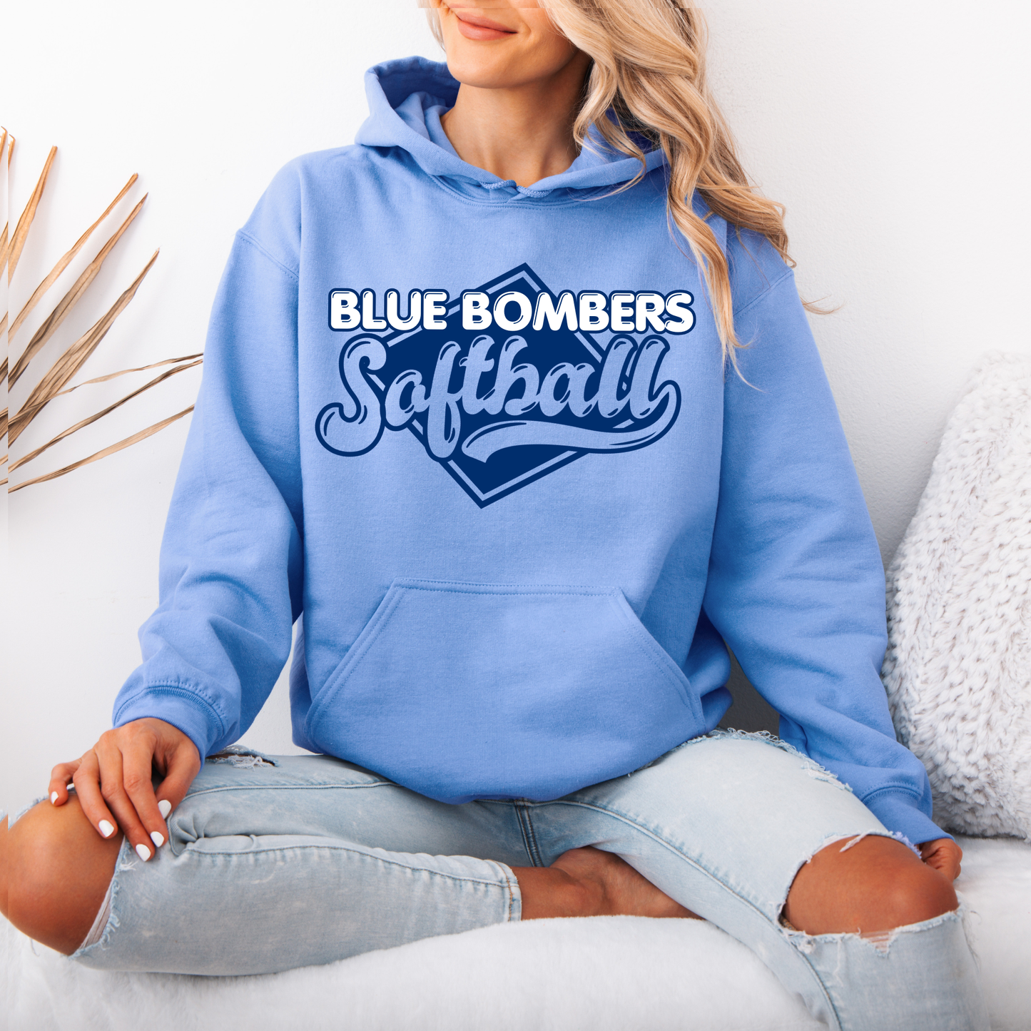 Blue Bombers - (Retro Plate Bubble Wording) - Crewneck Sweatshirt or Hooded Sweatshirt or Tee Shirt