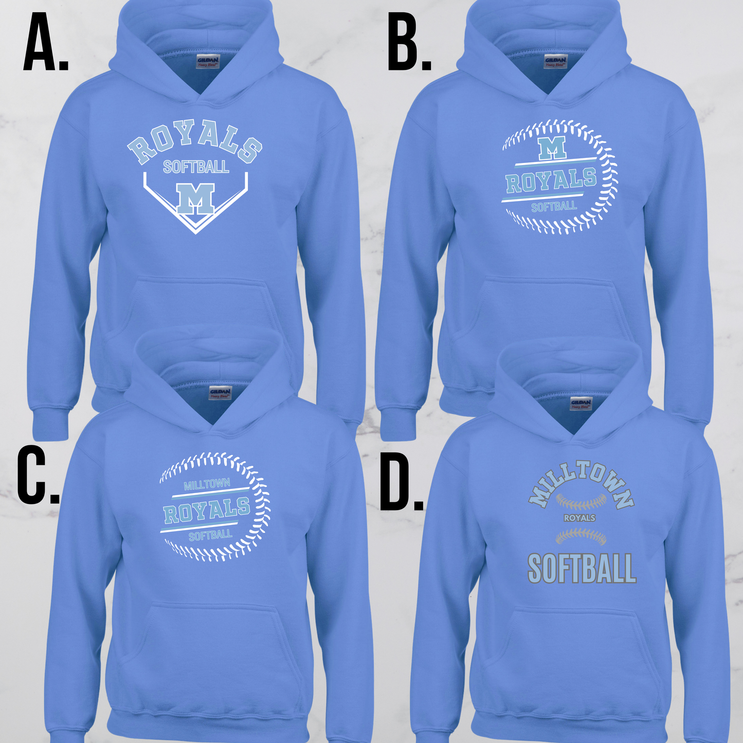 MR 01 -ROYALS- Adult & Youth Unisex Cotton Fleece Hooded Sweatshirt - CAROLINA BLUE