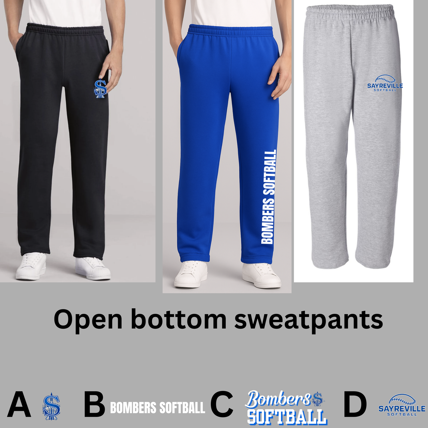 Softball 014 -Open Bottom Style Sweatpants