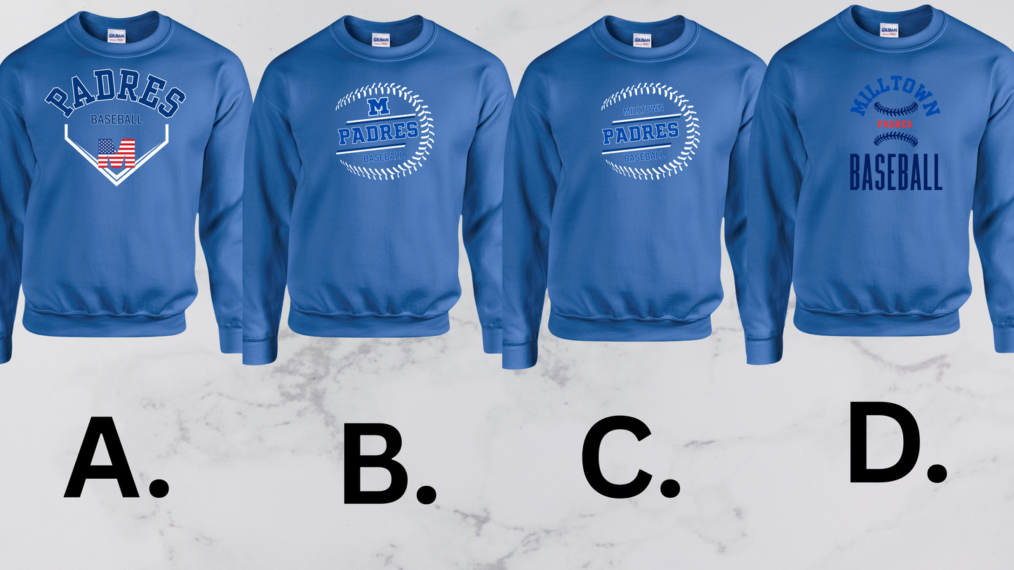 MP 05 - PADRES - Adult & Youth Unisex - Crew Neck Sweatshirt -Royal Blue
