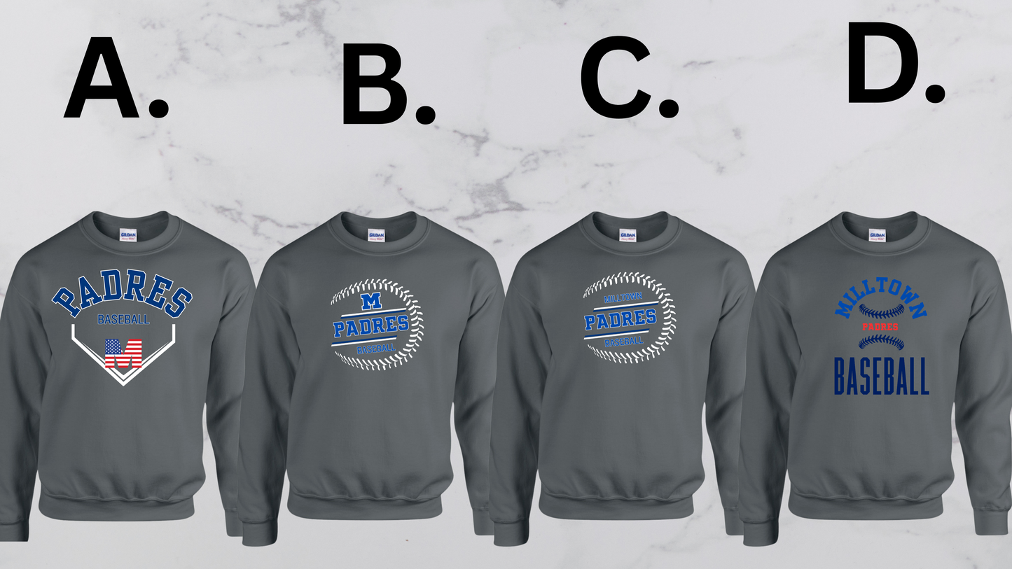 MP 06 - PADRES - Adult & Youth Unisex - Crew Neck Sweatshirt -Charcoal Gray