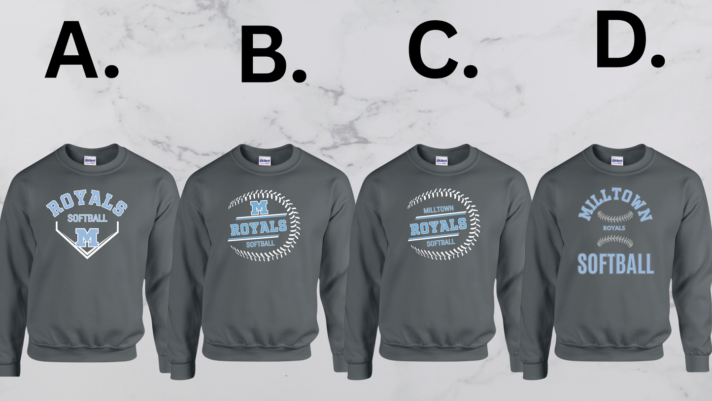 MR 05 - ROYALS - Adult & Youth Unisex - Crew Neck Sweatshirt - CHARCOAL GRAY