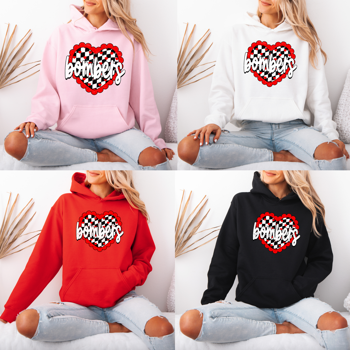 BGB 032 - BOMBERS in w heart - Crewneck Sweatshirt or Hooded Sweatshirt or Tee Shirt