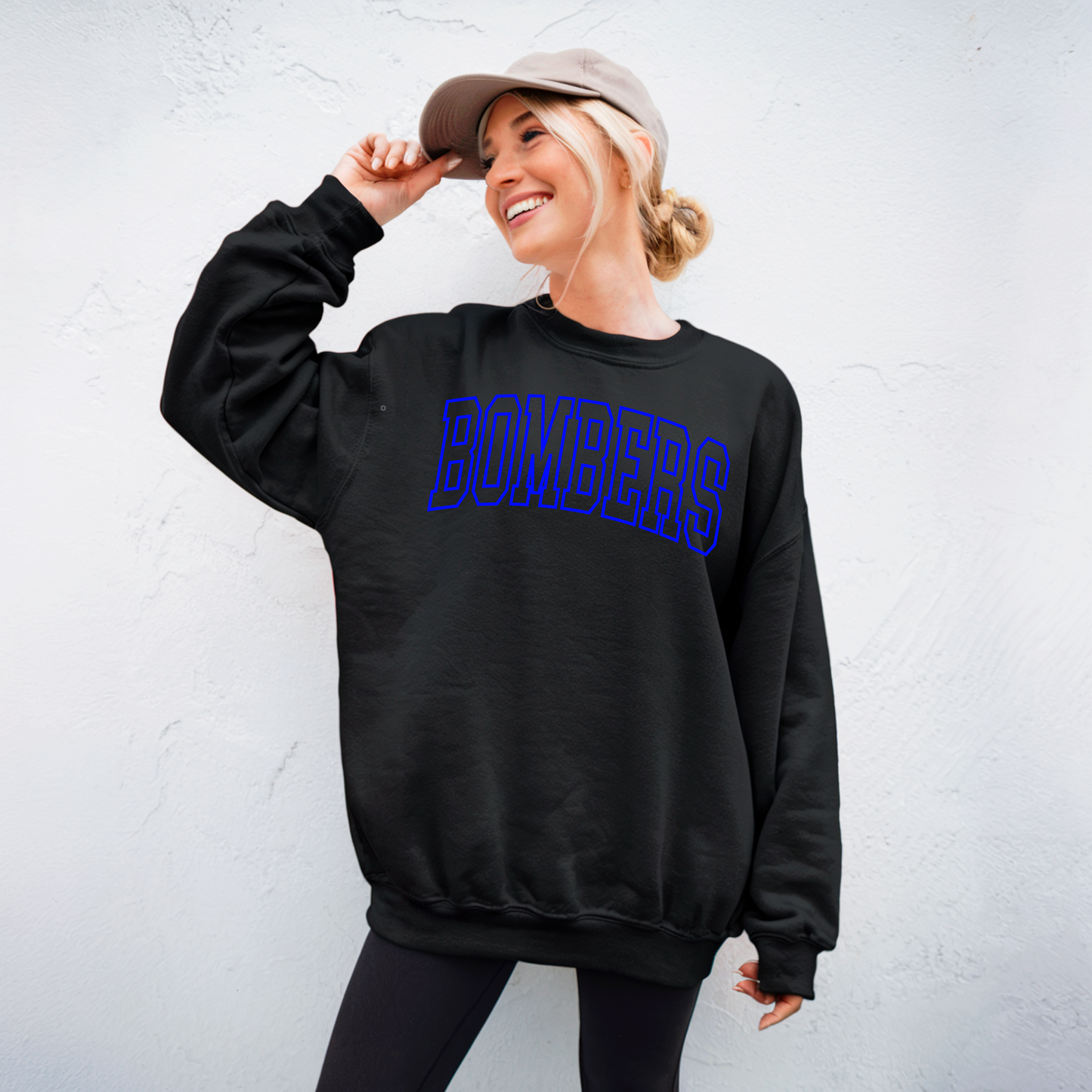 Volleyball 019 -BOMBERS Wording Outlined APPAREL- PUFF PRINT - Fleece Crewneck Sweatshirt