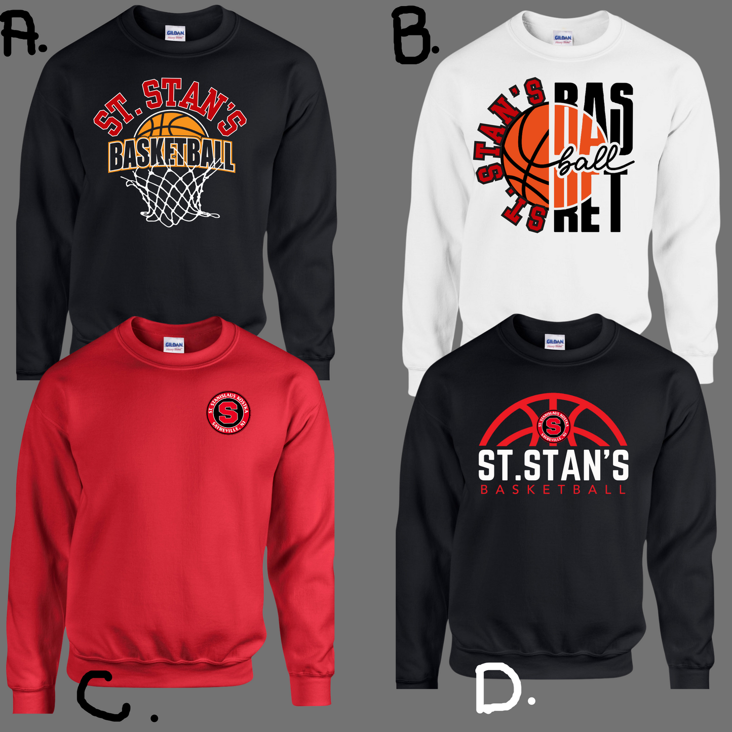 011 - SSA - Basketball multiple design option - Crew neck Sweatshirt