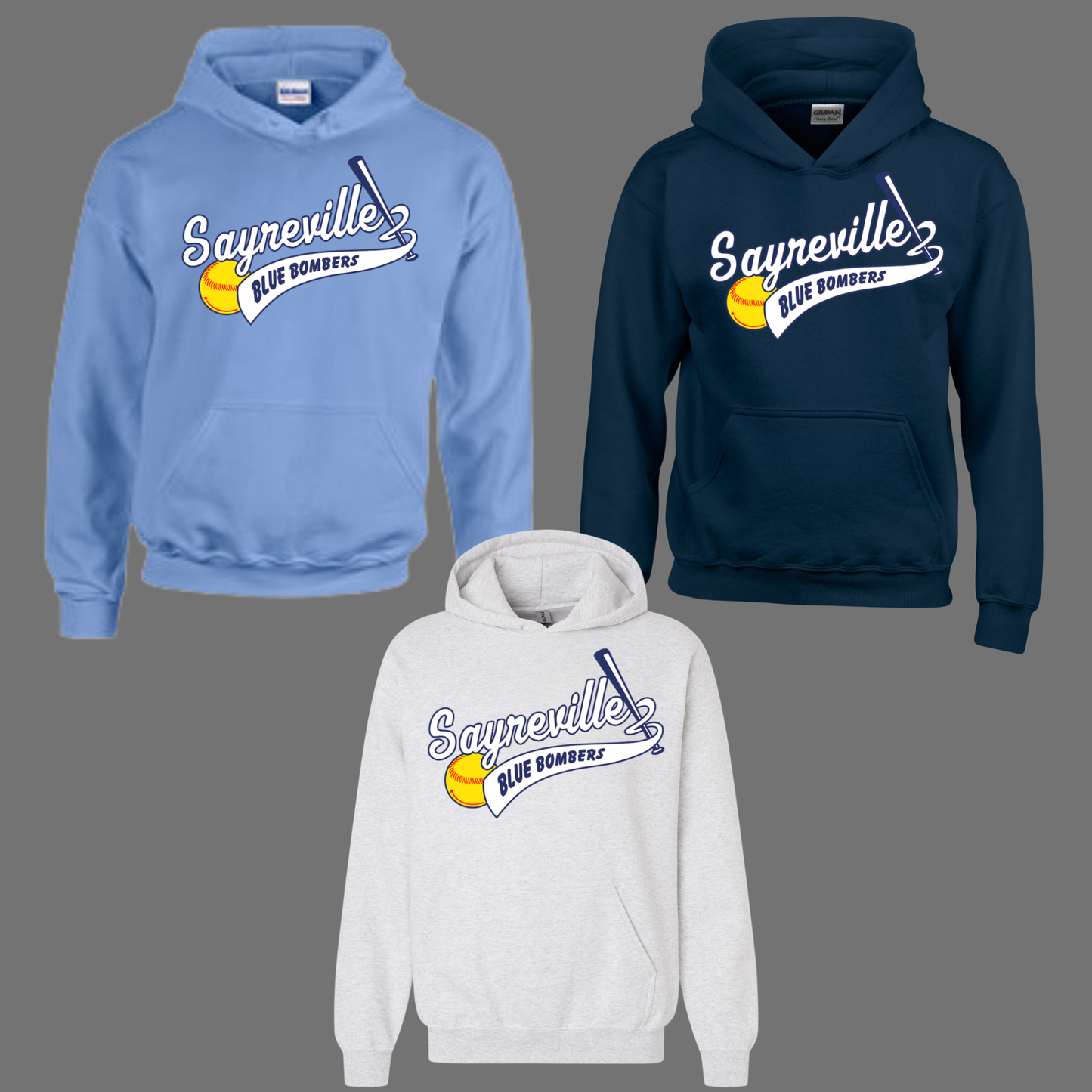Blue Bombers -Original Logo - Heavy Blend - Fleece Hooded Sweatshirt