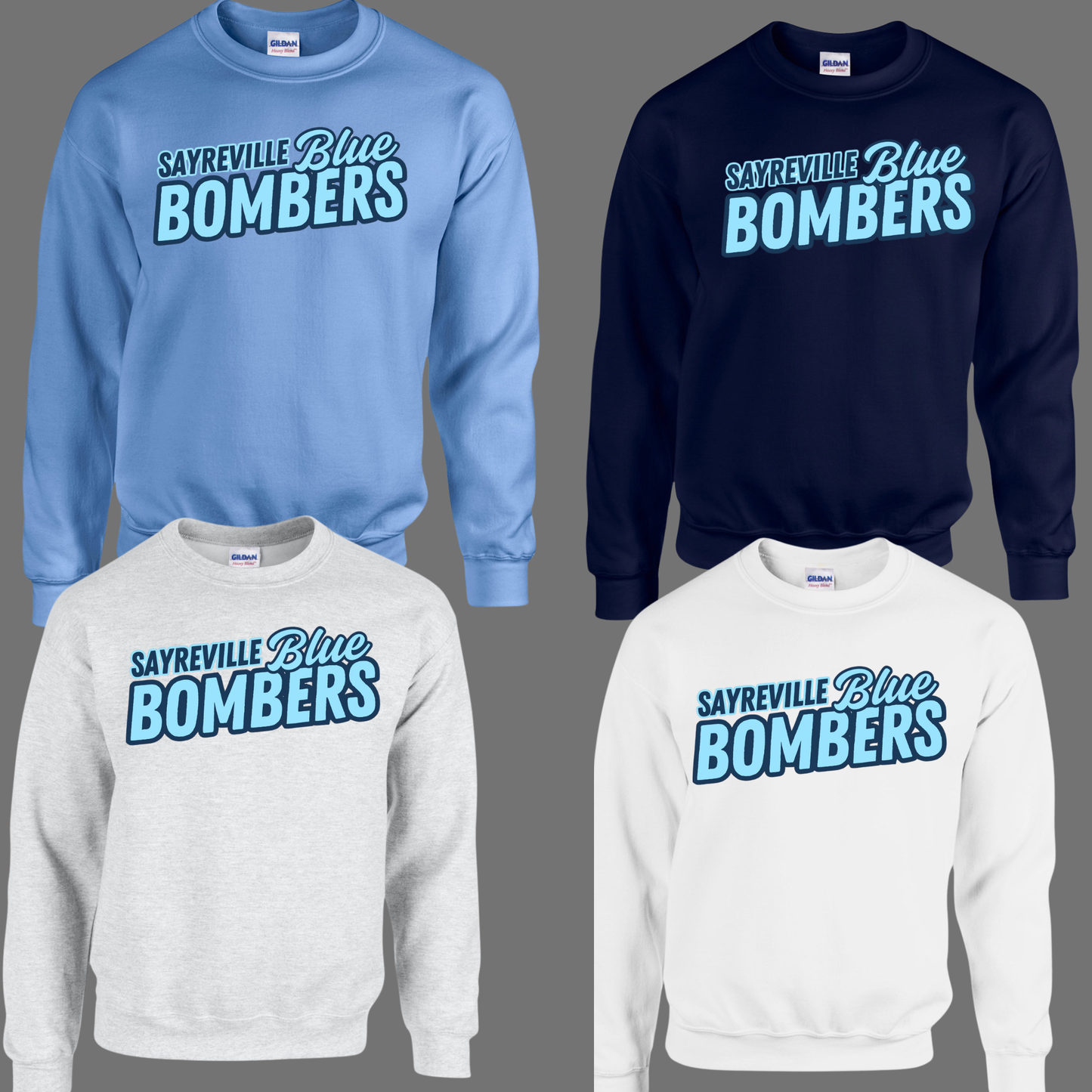 Blue Bombers - Blue Bubble Design - Fleece Crew Neck Sweatshirt