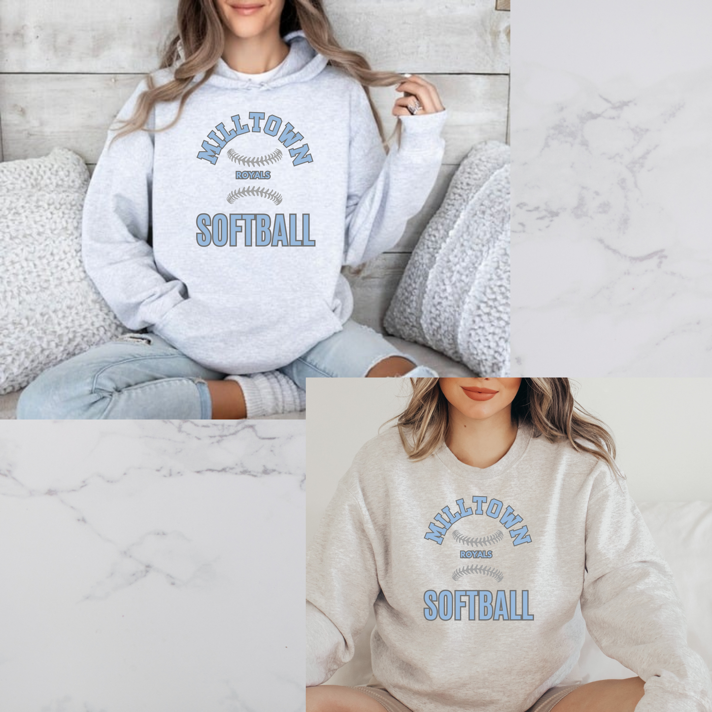 MR 013 -ROYALS- Adult & Youth Unisex Cotton Fleece Hooded Sweatshirt or Crew neck Sweatshirt- ASH GREY