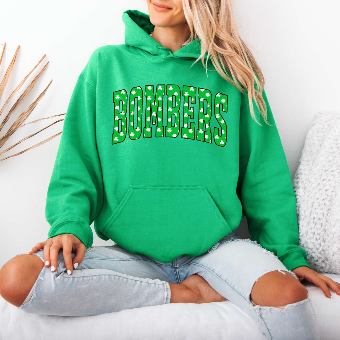 BOMBERS Distressed Shamrock Saint Patrick's - Crewneck Sweatshirt or Hooded Sweatshirt or Tee Shirt