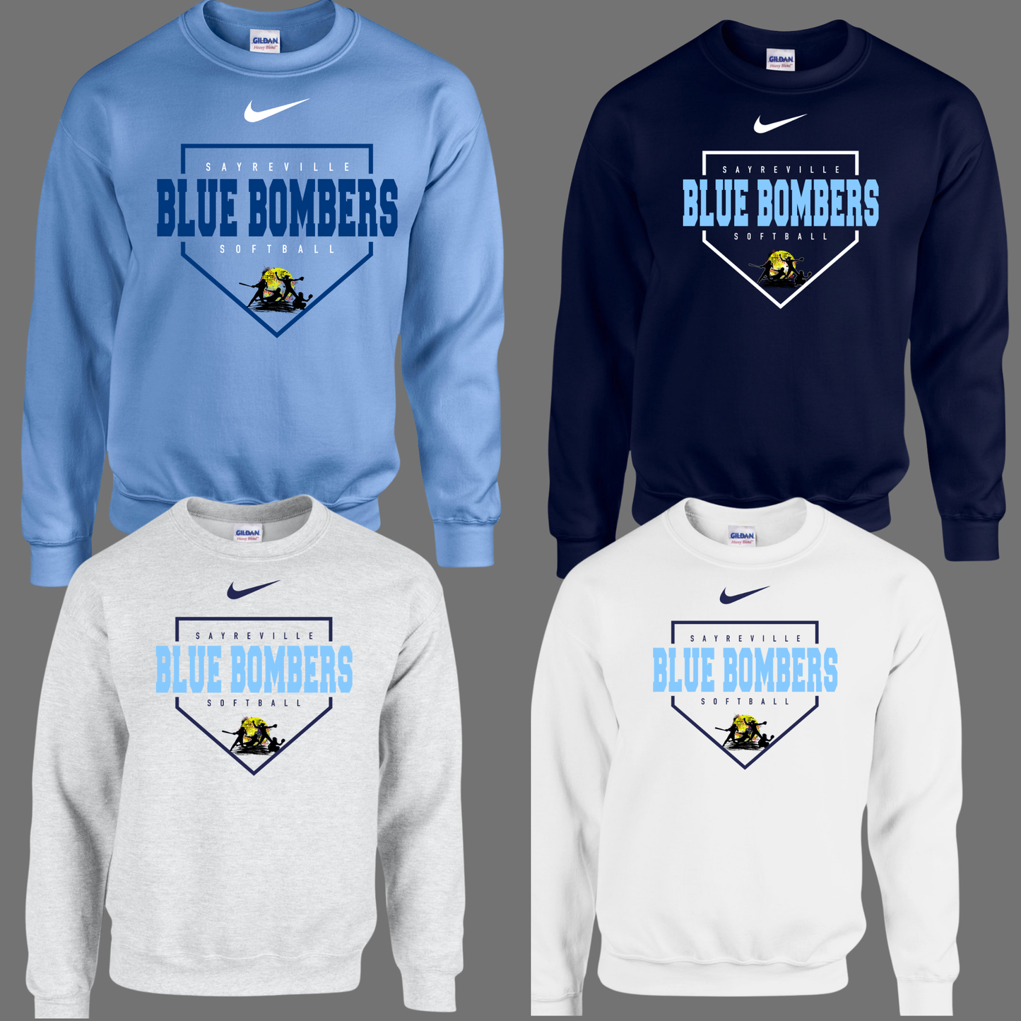 Blue Bombers - Homeplate design - Fleece Crew Neck Sweatshirt