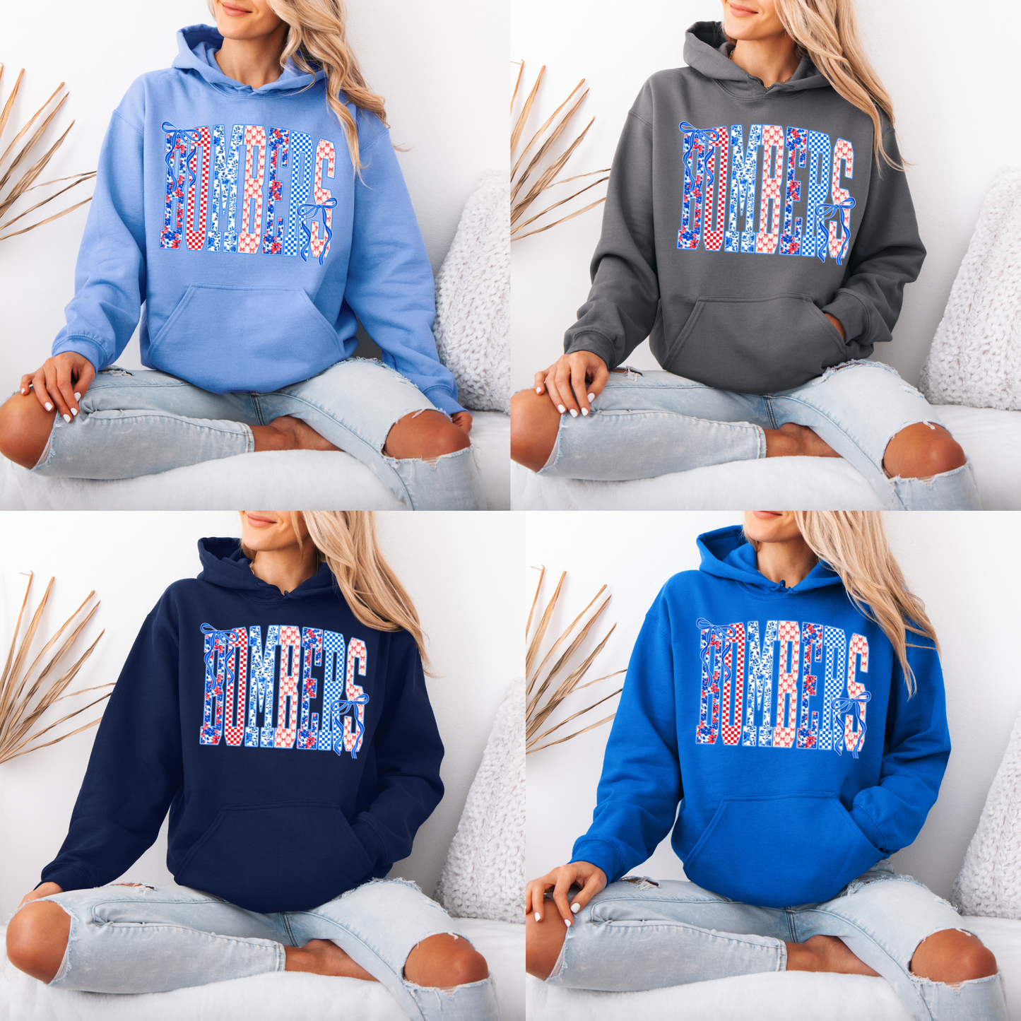 Baseball Mother's Day Collection - Bombers Red White Blue - (Tee- Shirt - Crewneck Sweatshirt or Hooded Sweatshirt)