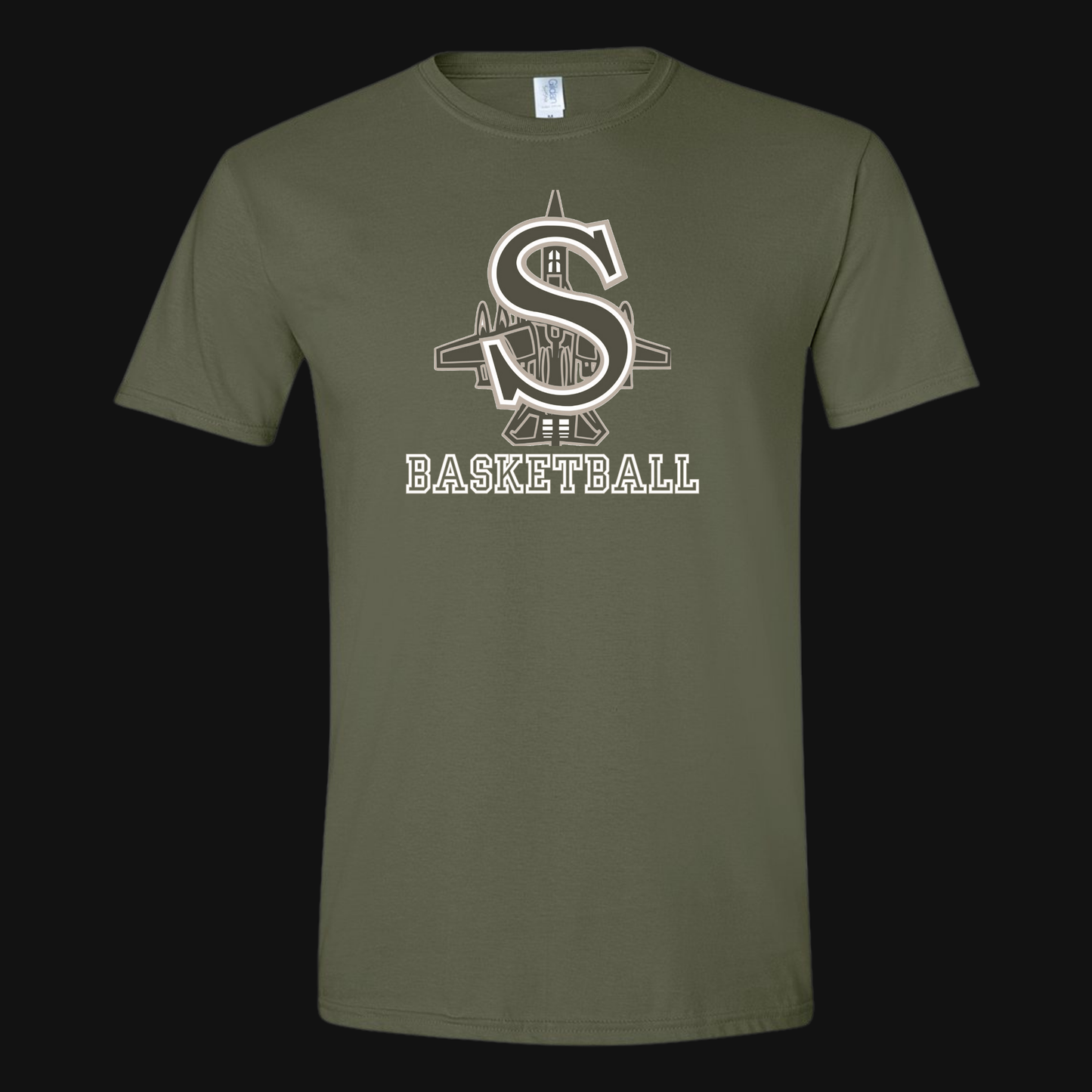 BBB - 005 - Army Green S Basketball design - Camo Collection - Tee-Shirt, Crewneck Sweatshirt or Hooded Sweatshirt