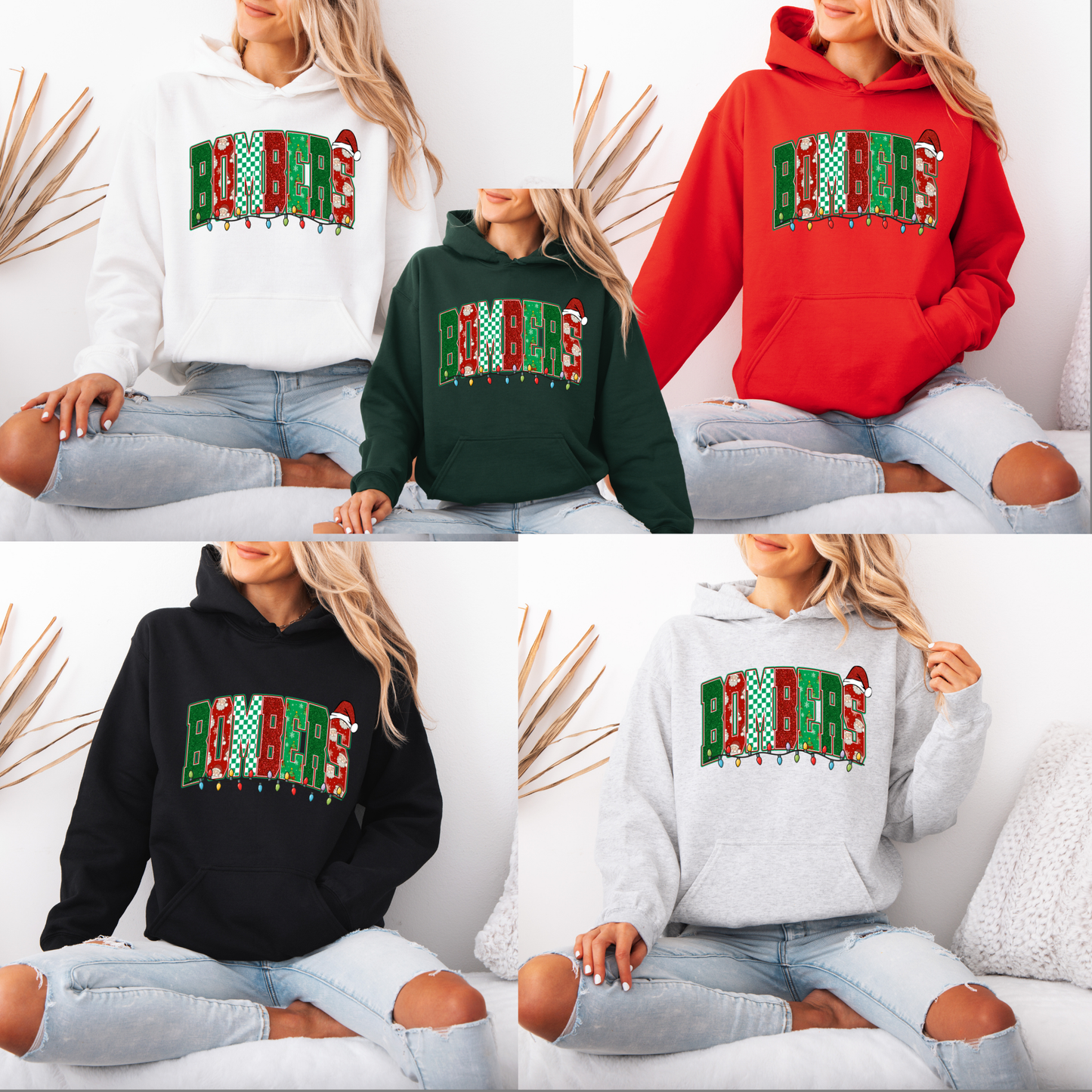 BGB 009 -BOMBERS with holiday lights- Tee- Shirt - Crewneck Sweatshirt or Hooded Sweatshirt