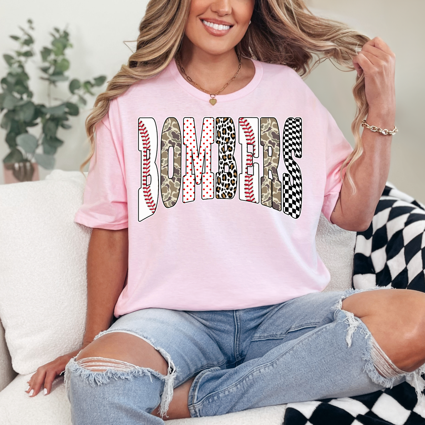 Baseball Mother's Day Collection - Baseball BOMBERS Wording- (Tee- Shirt - Crewneck Sweatshirt or Hooded Sweatshirt)