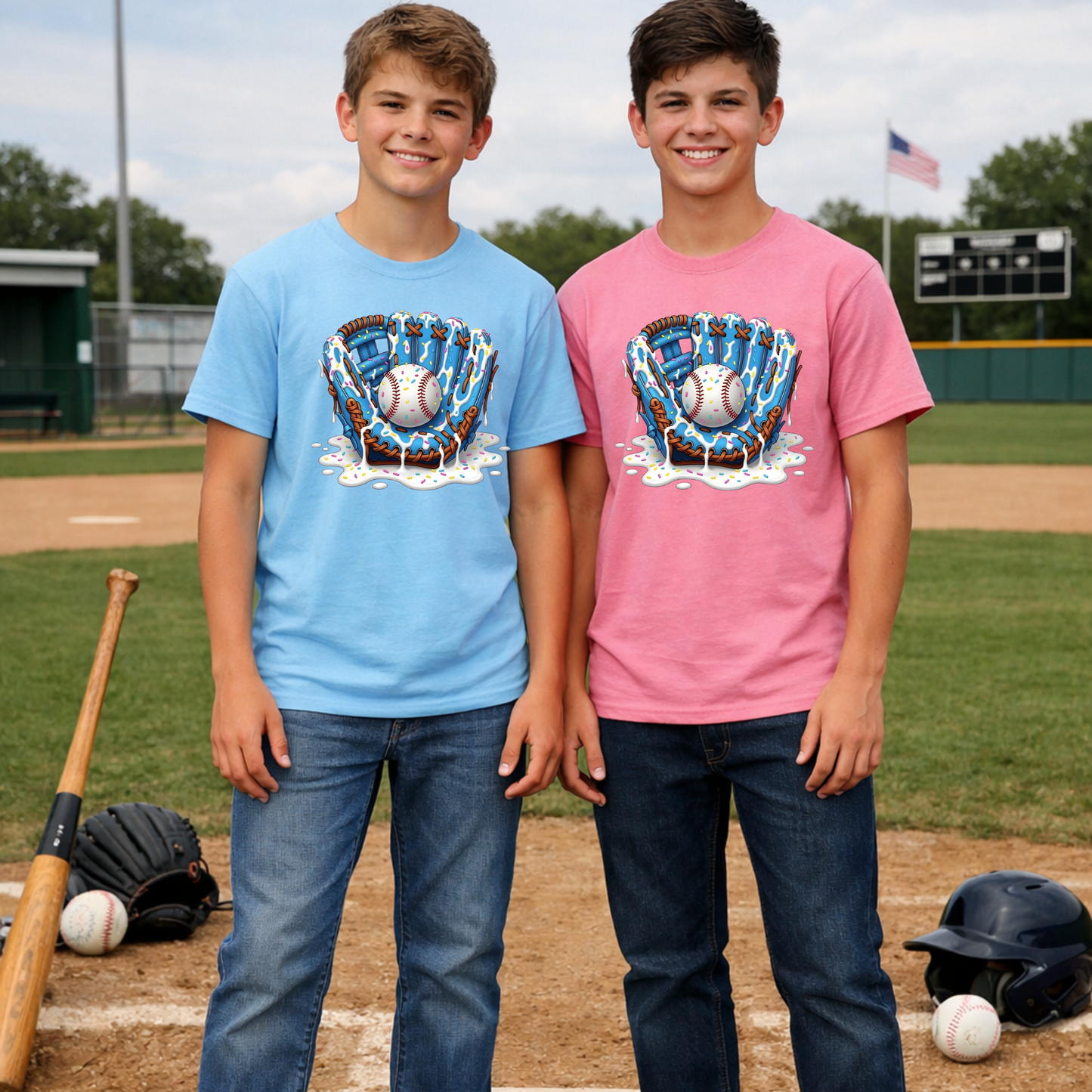 SLL - Sayreville Little League - GLOVE DRIP - Crewneck Sweatshirt or Hooded Sweatshirt or Tee Shirt
