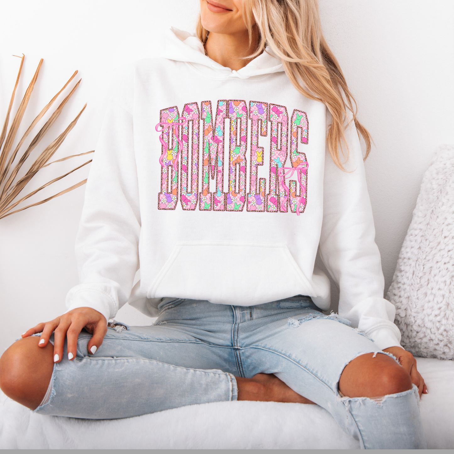 Softball 028- Bombers Easter Vibe- (checkered & bunnies) Crewneck Sweatshirt or Hooded Sweatshirt or Tee Shirt