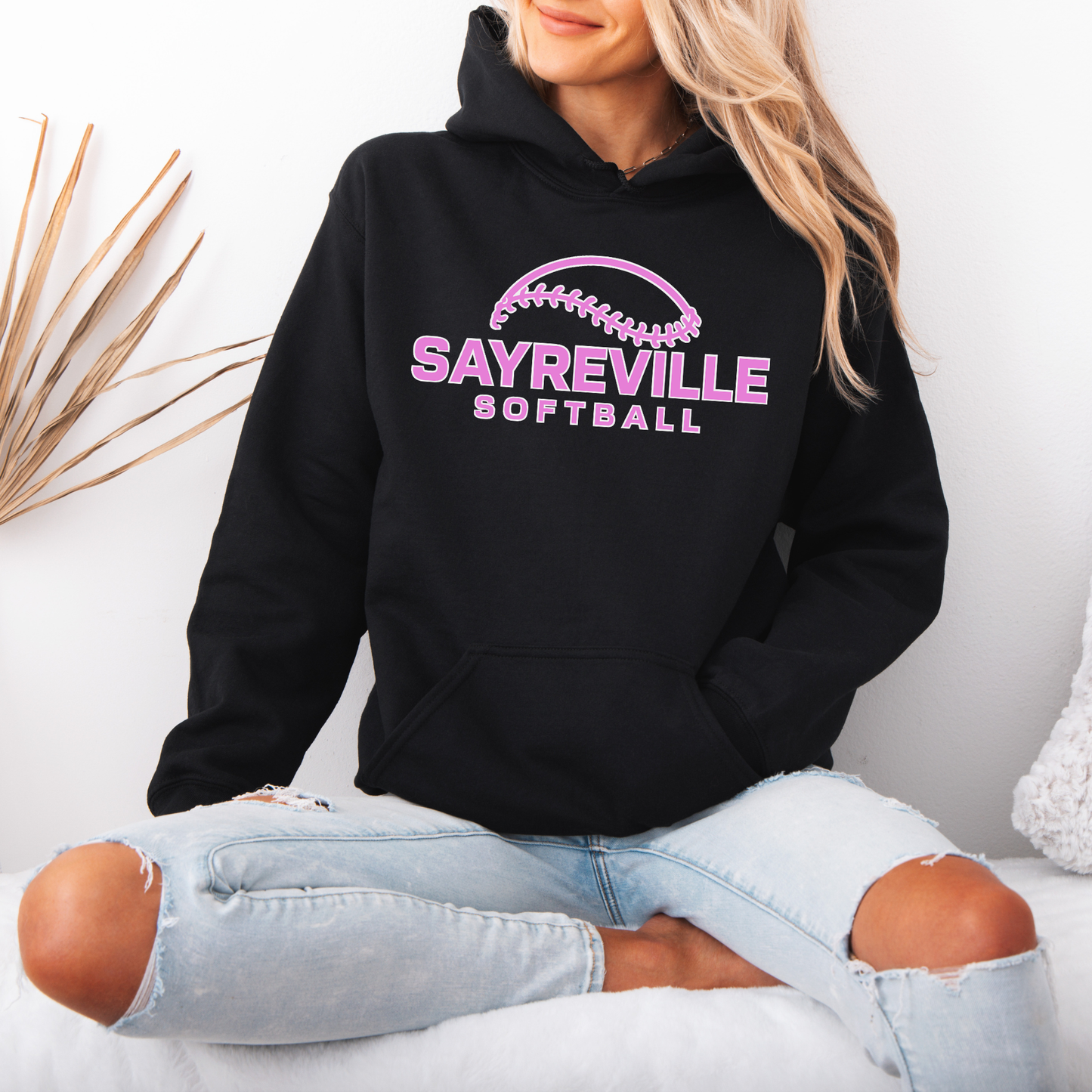 Softball 033 -Sayreville Softball PINK - Crewneck Sweatshirt or Hooded Sweatshirt or Tee Shirt