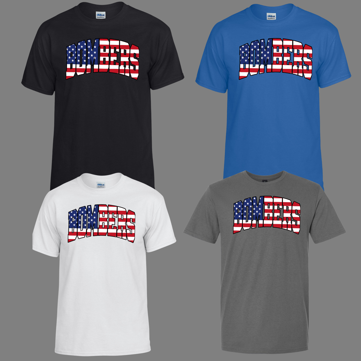 Wrestling 019- BOMBERS (Red/White/Blue) Design - Tee- Shirt - Crewneck Sweatshirt or Hooded Sweatshirt