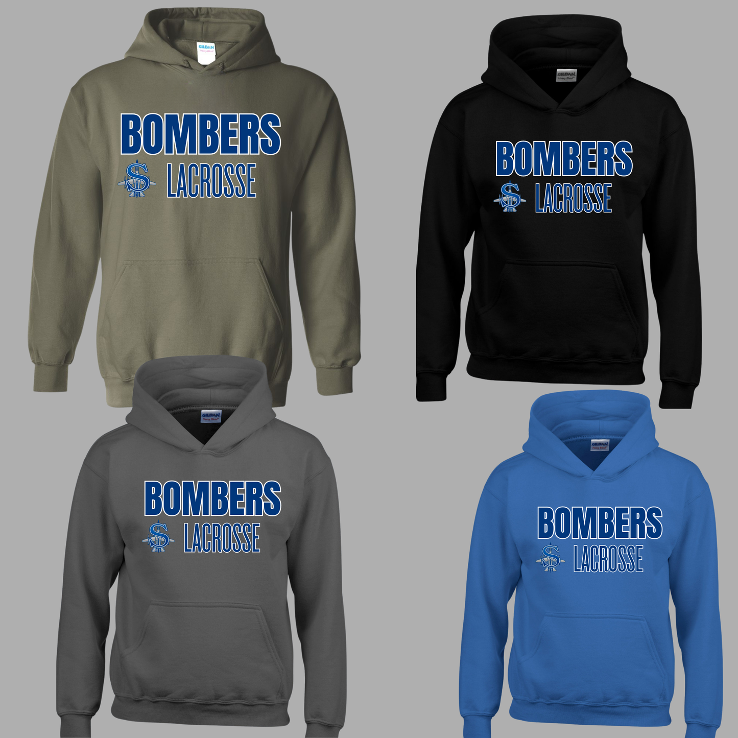 LAX- Bomber Lacrosse (Royal Blue)- Crewneck Sweatshirt or Hooded Sweatshirt or Tee Shirt