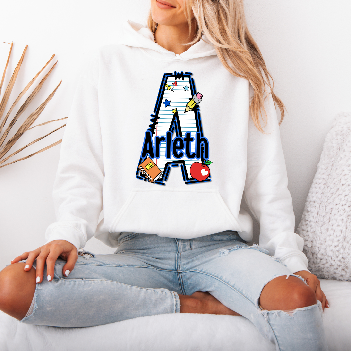 Arleth - 010 - Letter A (school style) - HOODED SWEATSHIRT