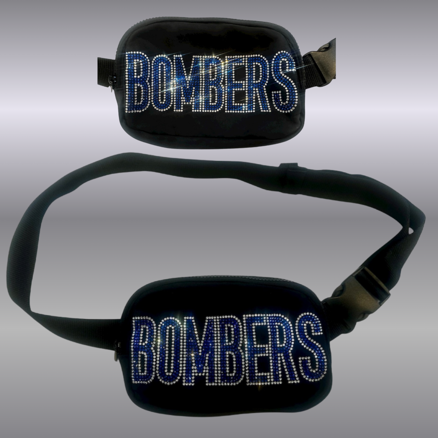 Wrestling 027 -Rhinestone BOMBERS - iBlack Crossbody bag/Fanny Pack(handmade by J&F creations)