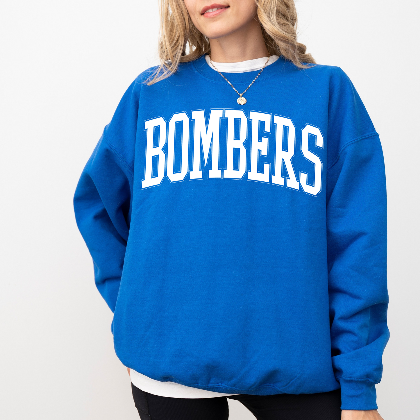Volleyball 018 -BOMBERS Apparel- White Bomber logo -Fleece Crewneck Sweatshirt