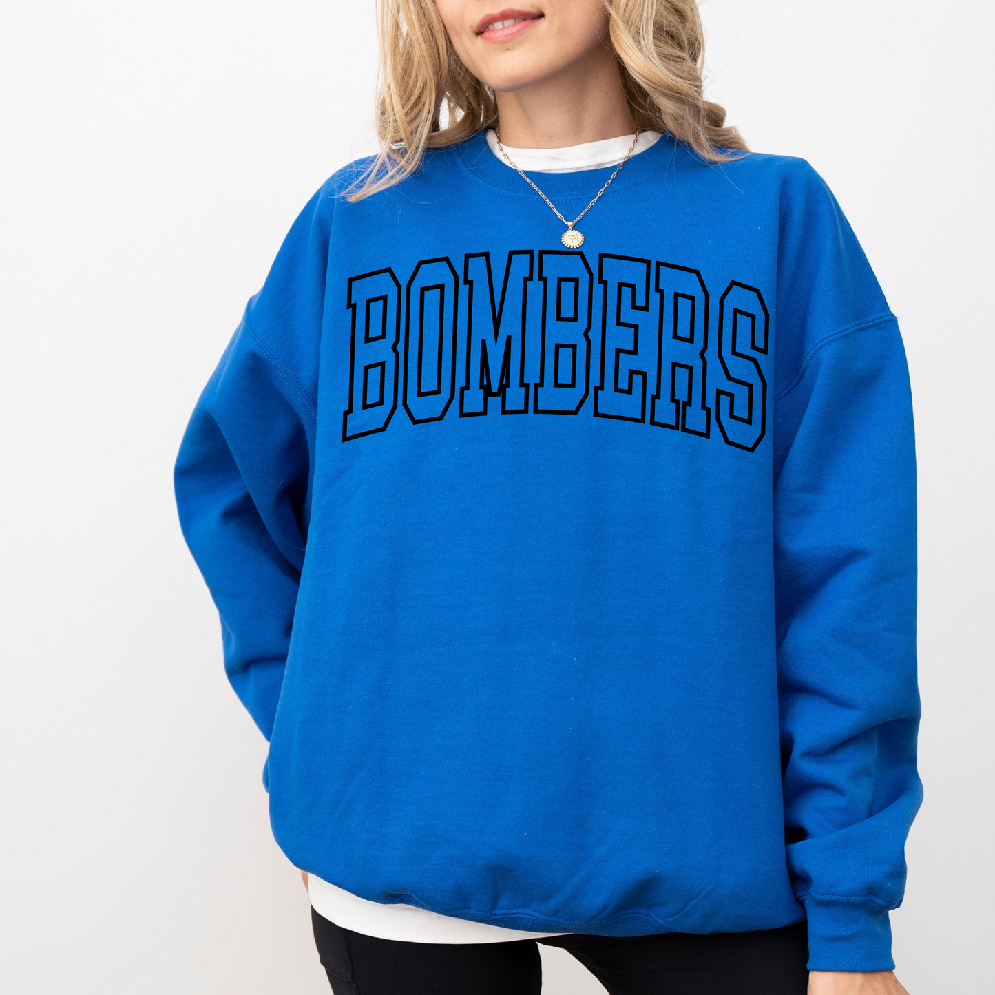 Volleyball 019 -BOMBERS Wording Outlined APPAREL- PUFF PRINT - Fleece Crewneck Sweatshirt