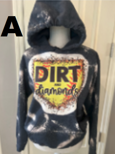 Adult & Youth Bleached Softball Hooded Sweatshirt