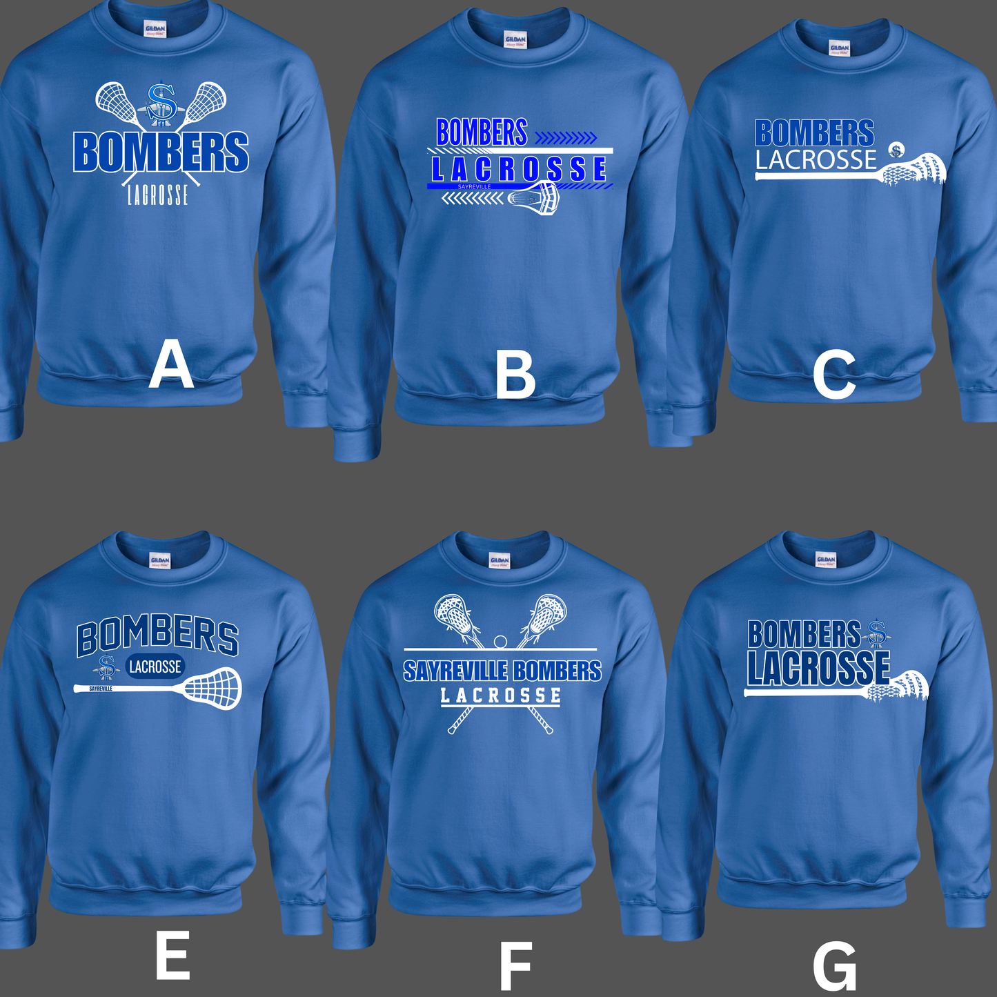 LAX 012 - Crewneck Sweatshirt - Cotton/Fleece Blend - Black, Charcoal Gray or Royal Blue