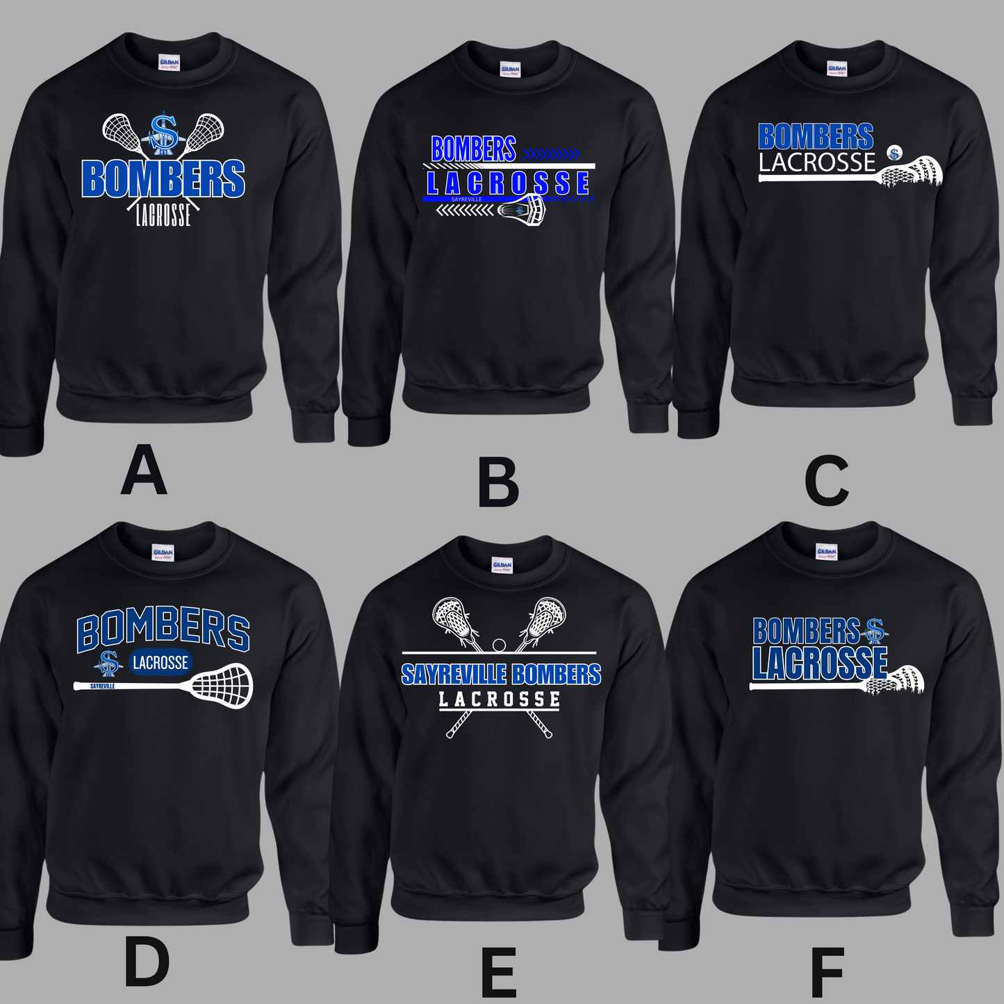 LAX 012 - Crewneck Sweatshirt - Cotton/Fleece Blend - Black, Charcoal Gray or Royal Blue