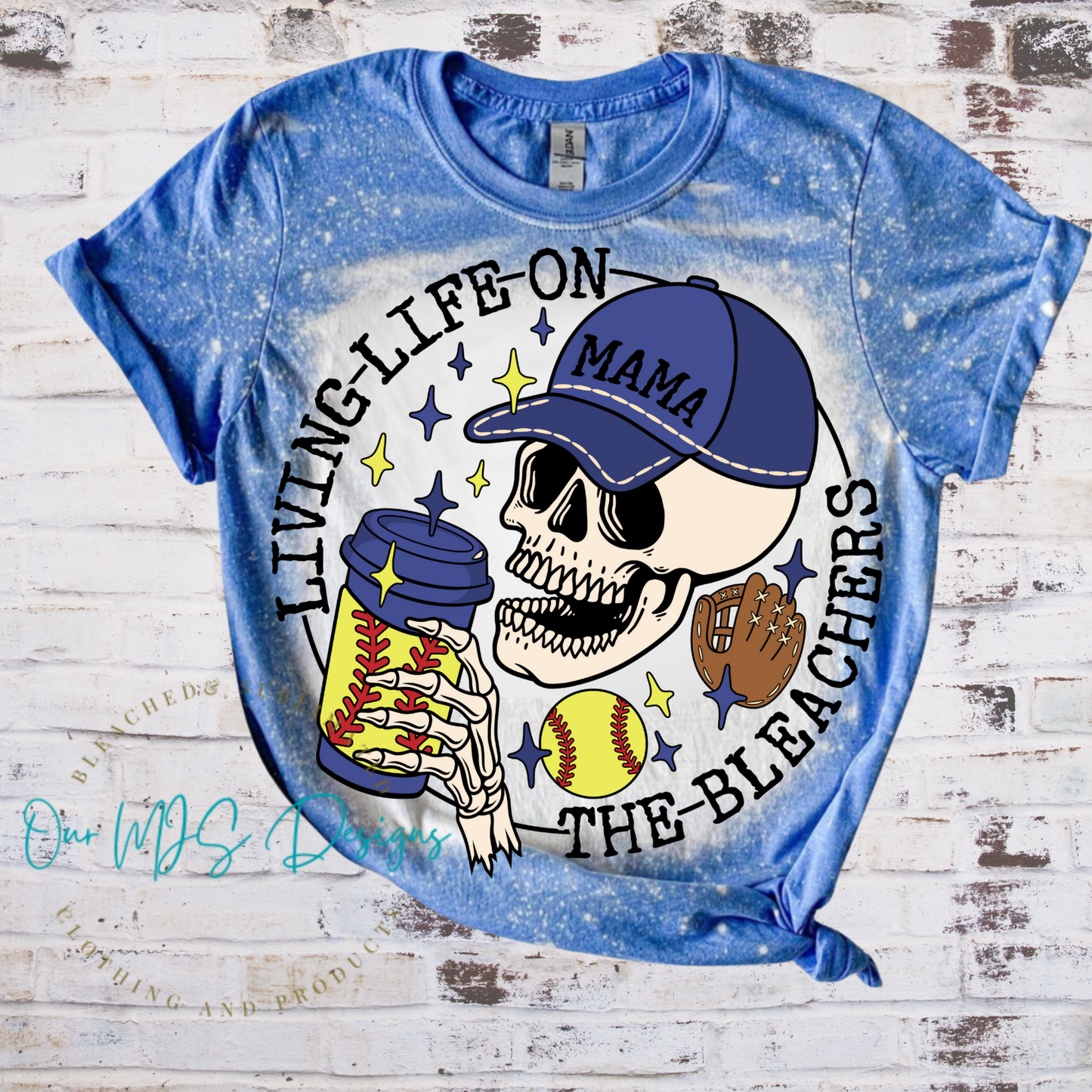 BB 044-Living Life on The Bleachers Bleached tee-shirt - (YOUTH & ADULT)