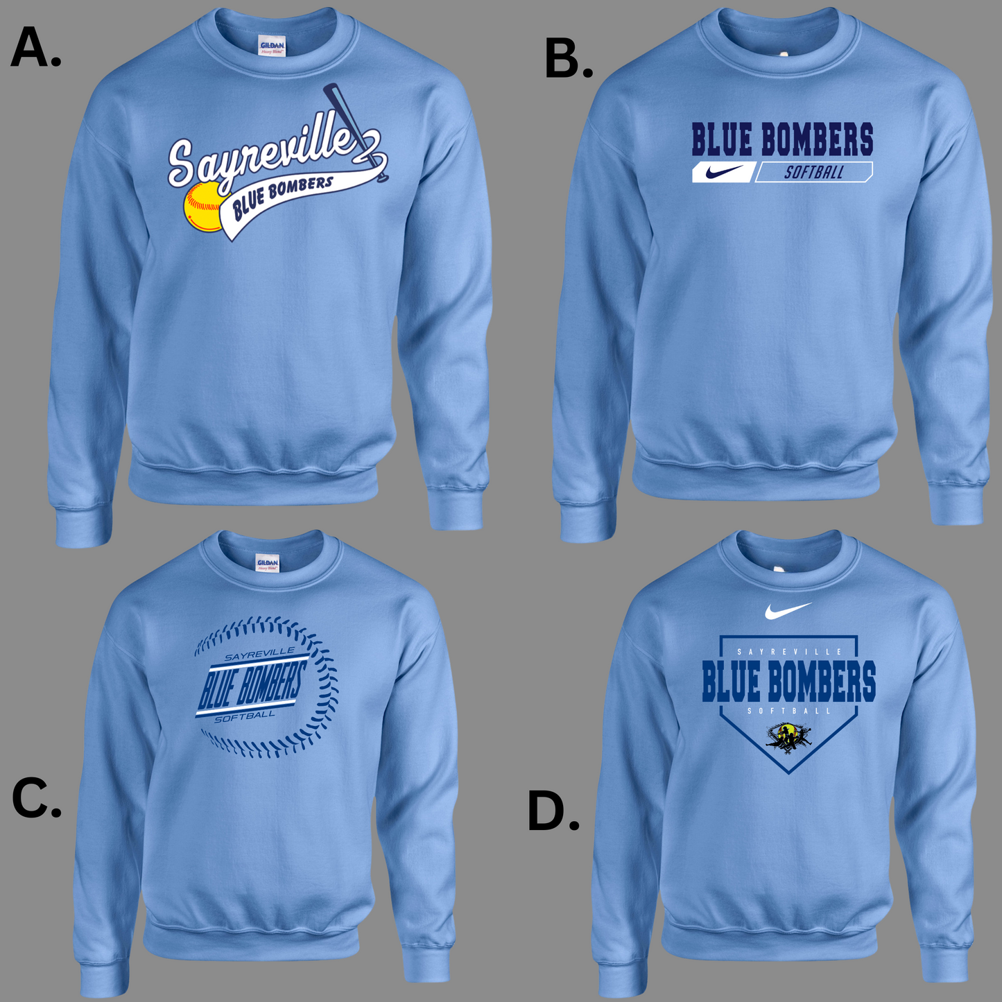 BB 019 - YOUTH - Crewneck Sweatshirt - Cotton/Fleece Blend - CAROLIONA BLUE