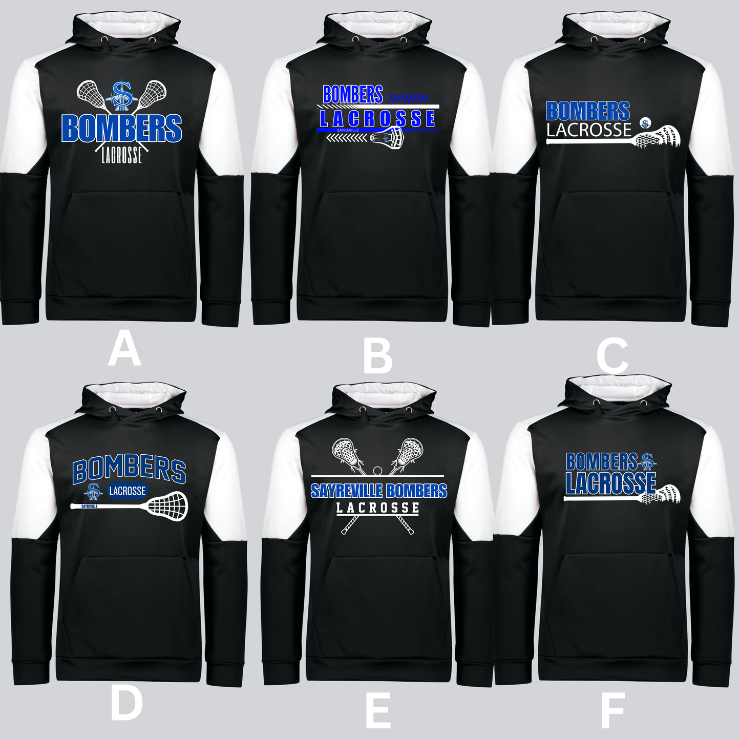 LAX 015 - Holloway Unisex Momentum Team Hooded Sweatshirt (Performance Fleece) Black and White