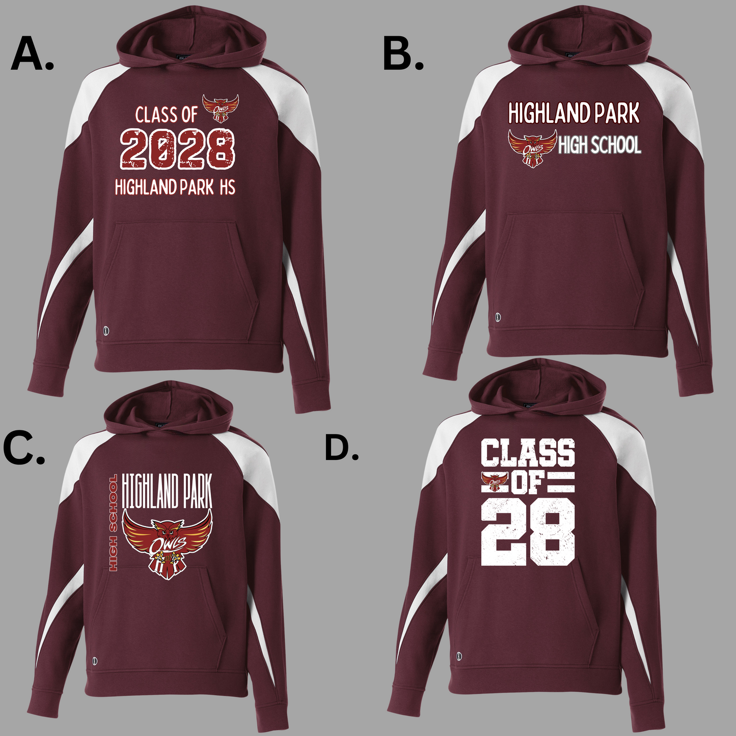 HPHS 015 - Holloway Hooded Sweatshirt - Fleece/Heavy Blend - Unisex - Maroon and White