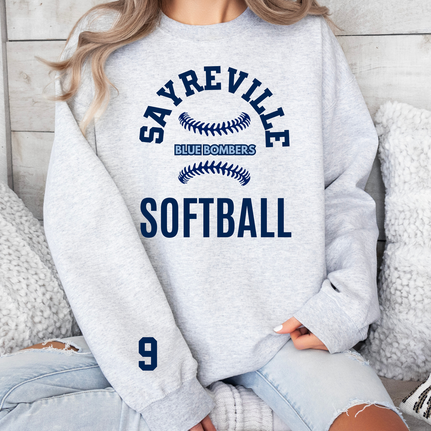 Blue Bombers 020- YOUTH & ADULT - Customized Fleece Crewneck or Hooded Sweatshirt