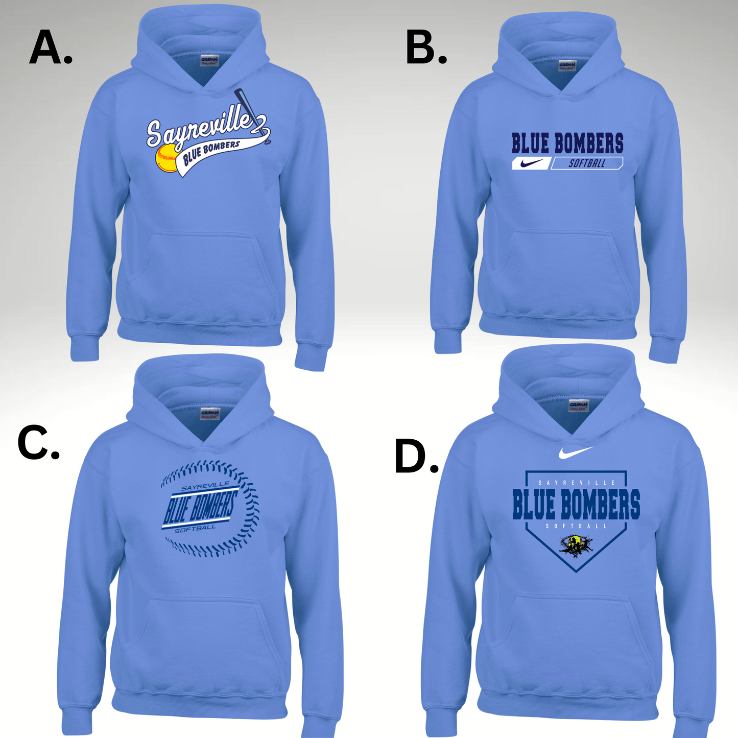 BB 009- ADULT - Unisex Fleece Hooded Sweatshirt - CAROLINA BLUE