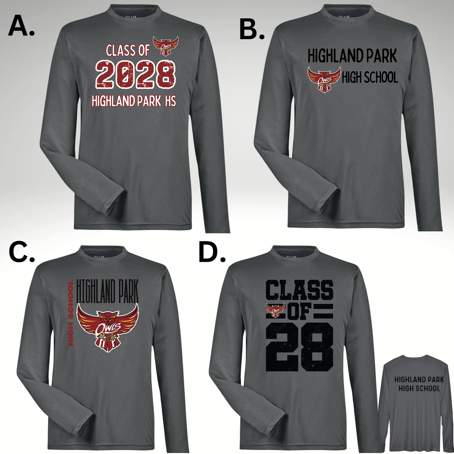 HPHS 005 - Team 365 Unisex LONG SLEEVE - Performance Shirt (Dri Fit) Charcoal Gray