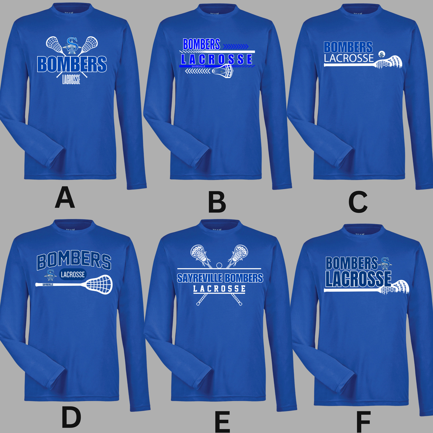 LAX 008 - Team 365 Unisex LONG SLEEVE - Performance Shirt (Dri Fit) Royal Blue, Black or Charcoal Gray