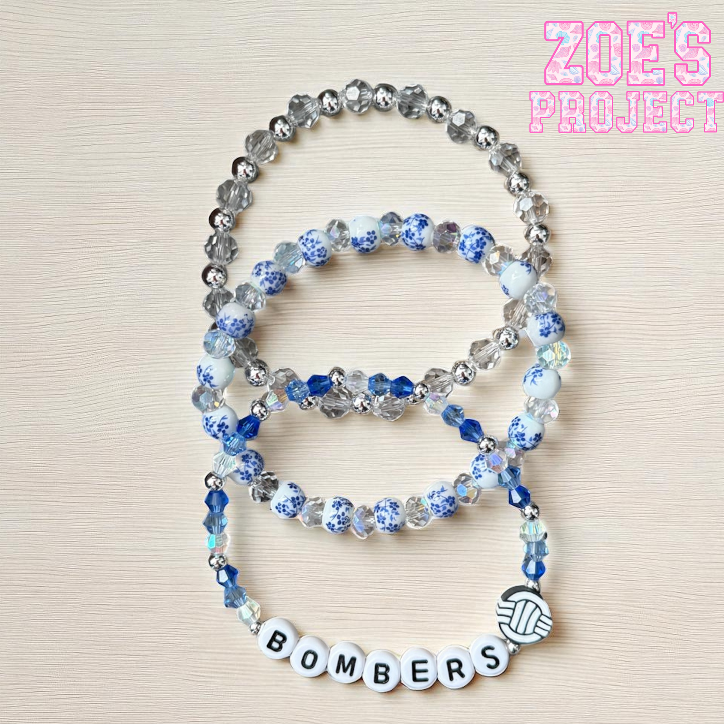 Volleyball 022 - Bombers Bracelet Stacks - Zoe's Project