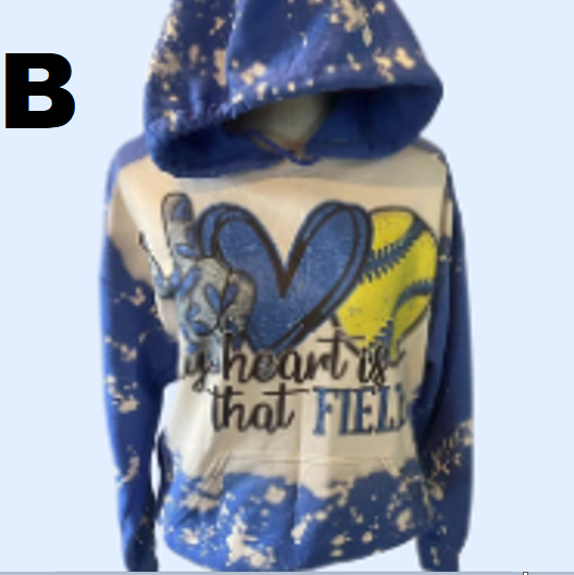 Adult & Youth Bleached Softball Hooded Sweatshirt