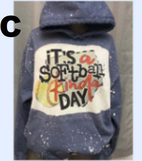 Adult & Youth Bleached Softball Hooded Sweatshirt