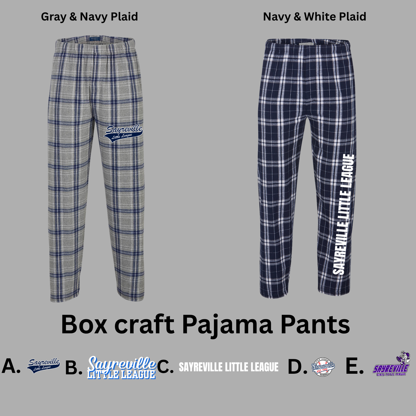 SLL - Sayreville Little League - Box craft - Flannel PJ Pants with Pockets