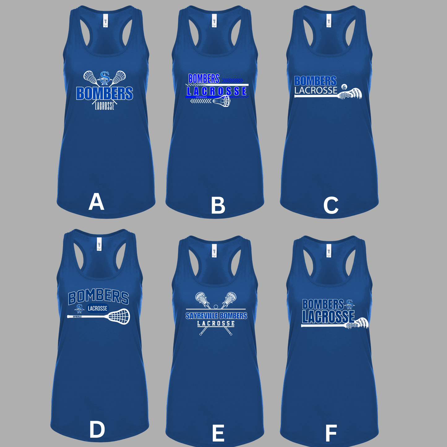 LAX 031 - Women's Racerback Tank Top - Black, Charcoal Gray or Royal Blue