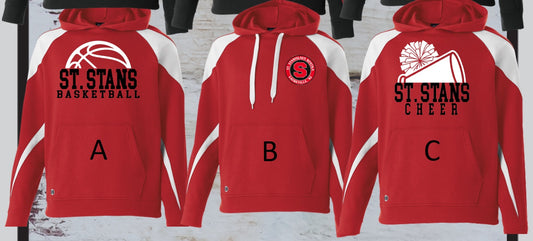 004 -Adult & Youth Unisex Hooded two colored Sweatshirt - RED/WHITE