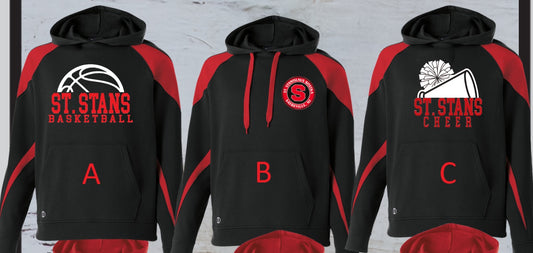004 -Youth (only)  Unisex Hooded two colored Sweatshirt - BLACK/RED