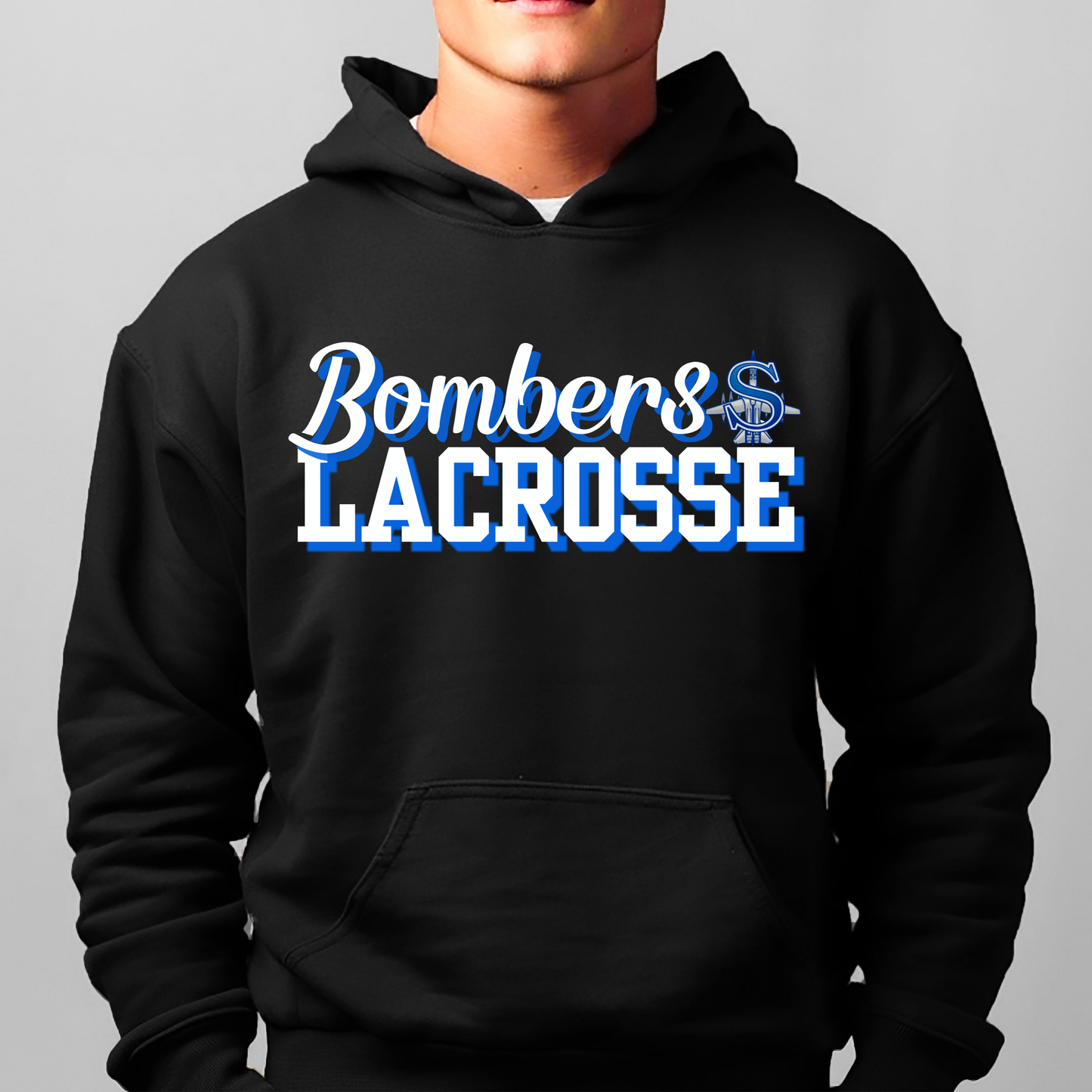 LAX- Bomber Lacrosse (SCRIPT)- Crewneck Sweatshirt or Hooded Sweatshirt or Tee Shirt