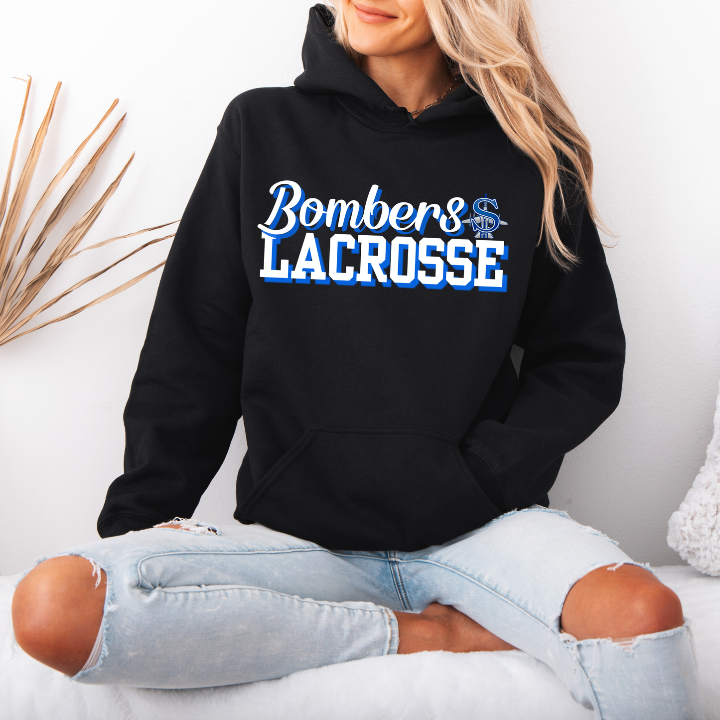 LAX- Bomber Lacrosse (SCRIPT)- Crewneck Sweatshirt or Hooded Sweatshirt or Tee Shirt